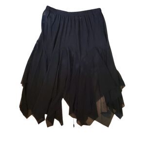 Vintage Y2k 90s Sheer Mesh Broomstick Skirt Handkerchief Midi Skirt Black sz S-L